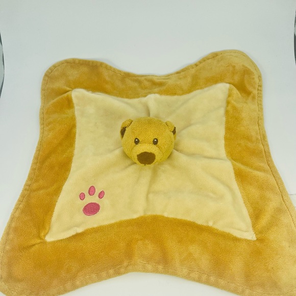 Teddy Bear Lovey Baby Security Blanket Light Brown Paw Print 10.5” Plush Soother - Picture 2 of 9